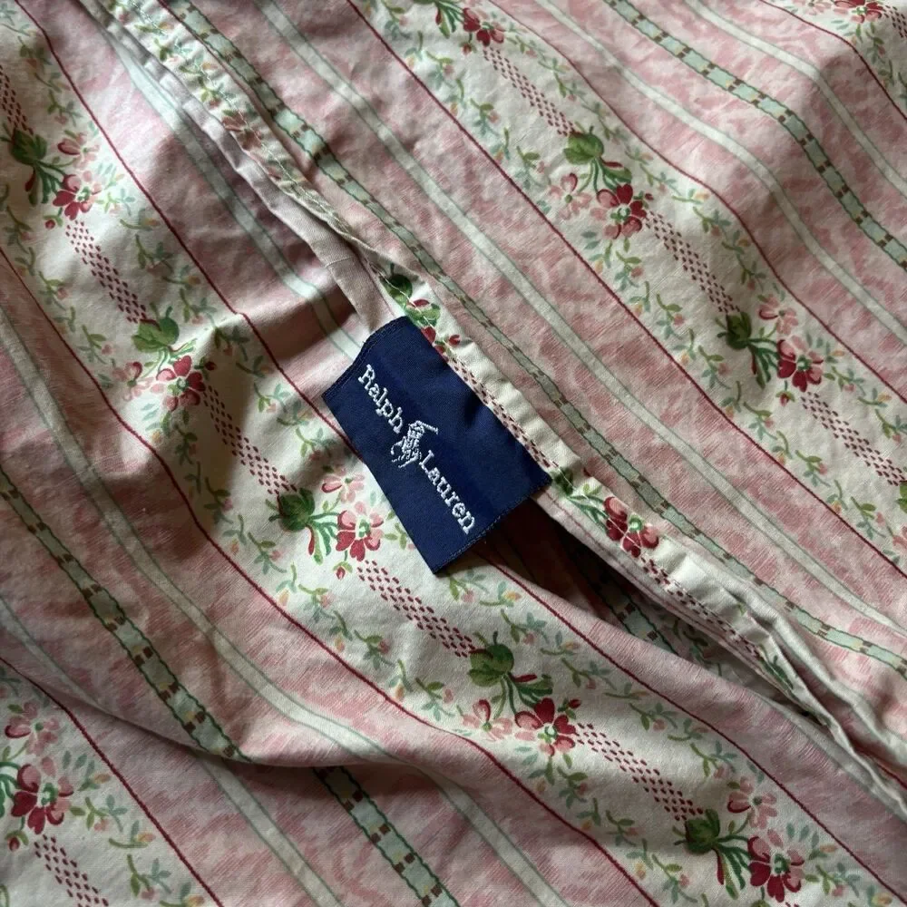 VTG Ralph Lauren LILLIAN Standard Pillow Sham Pink Floral Cotton Chintz Made USA